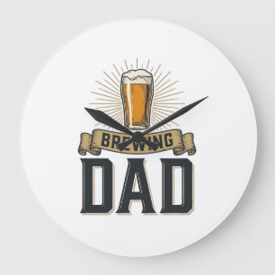 Reloj Redondo Grande Camiseta de diseño de grabado vintage de cerveza d