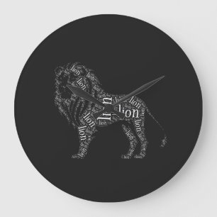 Reloj Redondo Grande Camiseta de diseño tipográfico de león poderoso