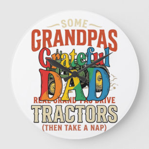 Reloj Redondo Grande Camiseta de dormir de granja vintage Tractor Abuel