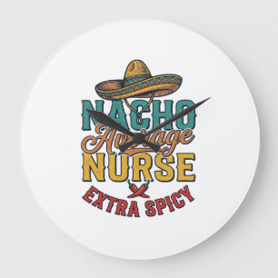 Reloj Redondo Grande Camiseta de enfermera divertida Nacho Average Nurs