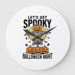 Reloj Redondo Grande Camiseta de espantapájaros de calabaza Gráfico vin