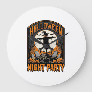 Reloj Redondo Grande Camiseta de Espantapájaros de Halloween Fiesta de