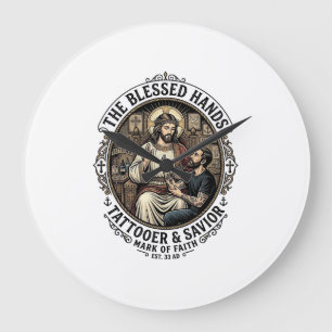 Reloj Redondo Grande Camiseta de estudio de artista de tatuajes de Jesú
