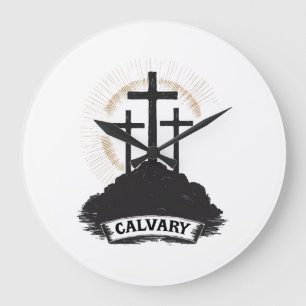 Reloj Redondo Grande Camiseta de fe con grabado vintage de Jesús en Cal