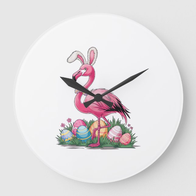 Reloj Redondo Grande Camiseta de flamenco de Pascua (Anverso)