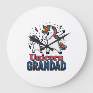 Reloj Redondo Grande Camiseta de grabado vintage de abuelo unicornio Di