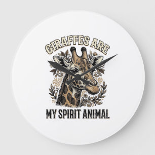 Reloj Redondo Grande Camiseta de grabado vintage de animal espiritual d