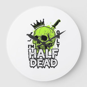 Reloj Redondo Grande Camiseta de grabado vintage de Halloween de cráneo