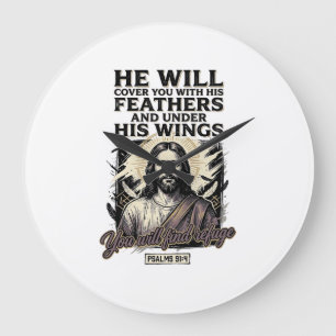 Reloj Redondo Grande Camiseta de grabado vintage de Jesús Salmo cristia