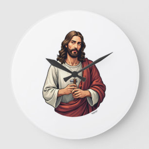 Reloj Redondo Grande Camiseta de grabado vintage Jesús carpintero Mark