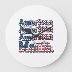 Reloj Redondo Grande Camiseta de grabado vintage patriótica American Ma