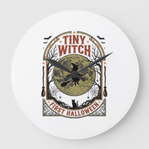 Reloj Redondo Grande Camiseta de Halloween de Bruja Bebé para la Primer