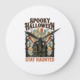 Reloj Redondo Grande Camiseta de Halloween de Casa Embrujada con Fantas