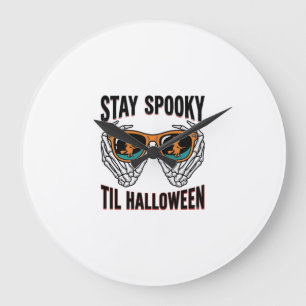 Reloj Redondo Grande Camiseta de Halloween de esqueleto con gafas de br