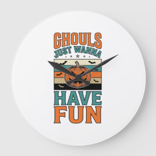 Reloj Redondo Grande Camiseta de Halloween de fantasmas antiguos que so