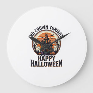 Reloj Redondo Grande Camiseta de Halloween embrujada con arte de mansió