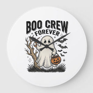Reloj Redondo Grande Camiseta de Halloween Fantasma Vintage Boo Crew Fo