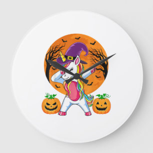 Reloj Redondo Grande Camiseta de Halloween Lindo Chicas Mujeres Bruja U