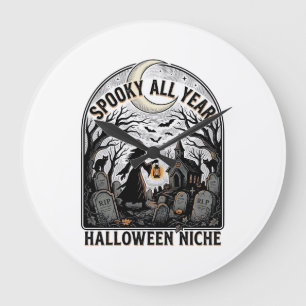Reloj Redondo Grande Camiseta de Halloween todos los días Diseño espelu