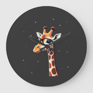 Reloj Redondo Grande Camiseta de jirafa hipster de buen tiempo para hom