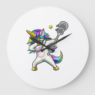 Reloj Redondo Grande Camiseta de Lacrosse de Unicornio Dabbing Regalos 