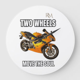 Reloj Redondo Grande Camiseta de Motocicleta Dos Ruedas Mueven el Alma
