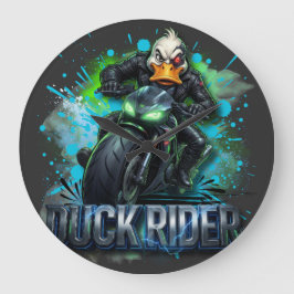 Reloj Redondo Grande Camiseta de Motocicleta Pato Cyber Rider 3D