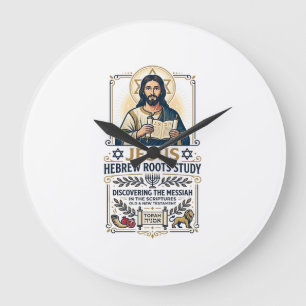 Reloj Redondo Grande Camiseta de nerd de idiomas bíblicos hebreos grieg