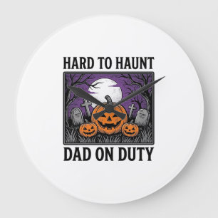 Reloj Redondo Grande Camiseta de Papá de Halloween Difícil de Asustar D