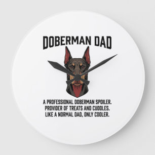 Reloj Redondo Grande Camiseta de Papá Doberman Grabado Vintage Amante d
