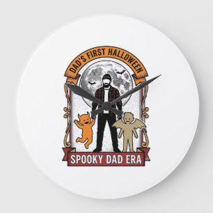 Reloj Redondo Grande Camiseta de Papá en Halloween Vintage Espeluznante