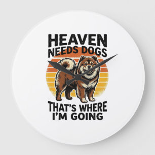 Reloj Redondo Grande Camiseta de perro Chow Chow Heaven Tributo Grabado