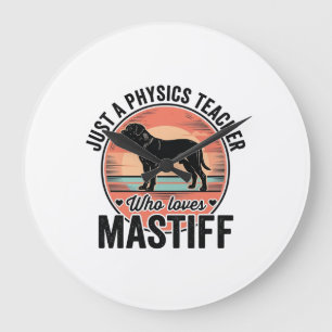Reloj Redondo Grande Camiseta de perro vintage de mastín ama el profeso