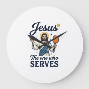Reloj Redondo Grande Camiseta de pickleball de Jesús el que sirve