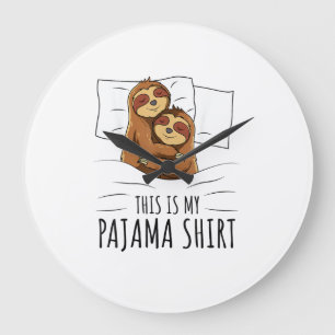 Reloj Redondo Grande Camiseta de pijama de amante de perezoso durmiendo