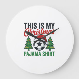 Reloj Redondo Grande Camiseta de pijama de Navidad de fútbol americano