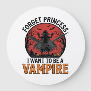 Reloj Redondo Grande Camiseta de Princesa Vampiro Espeluznante Retro Di