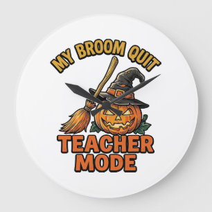 Reloj Redondo Grande Camiseta de profesor de Halloween divertida diseño