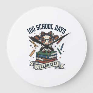 Reloj Redondo Grande Camiseta de profesor grabado vintage de vaca de 10