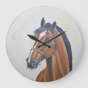 Reloj Redondo Grande Camiseta de retrato de caballo majestuoso