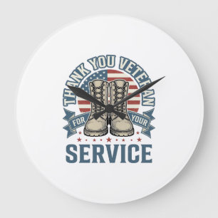 Reloj Redondo Grande Camiseta de Servicio Botas Patrióticas para Vetera