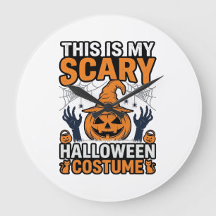 Reloj Redondo Grande Camiseta de sombrero de bruja de calabaza de disfr