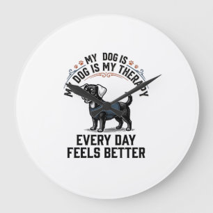 Reloj Redondo Grande Camiseta de Terapia Canina Regalo de Perro Grabado
