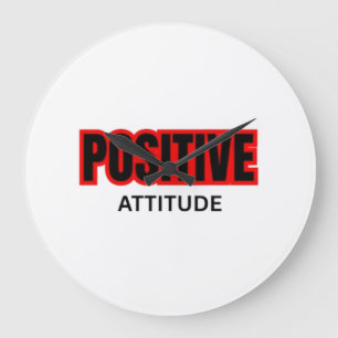 Reloj Redondo Grande Camiseta de tipografía motivacional de actitud pos