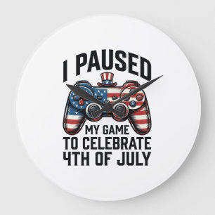 Reloj Redondo Grande Camiseta de videojuego patriota del 4 de julio par