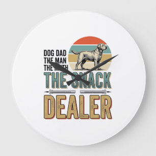 Reloj Redondo Grande Camiseta del vendedor de snacks para papá perro am