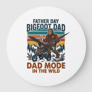 Reloj Redondo Grande Camiseta Día del Padre Bigfoot Papá Camping Leyend