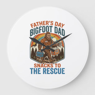 Reloj Redondo Grande Camiseta Día del Padre Bigfoot Papá Criando Niños 
