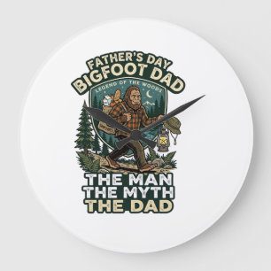Reloj Redondo Grande Camiseta Día del Padre Bigfoot Papá Fuerte Silenci