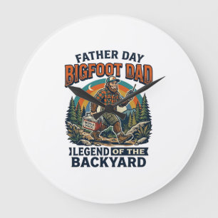 Reloj Redondo Grande Camiseta Día del Padre Bigfoot Papá Snacks Héroe D